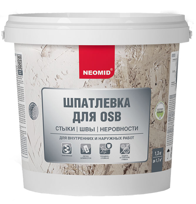 Шпатлевка NEOMID для плит OSB 7кг готовый (пластиковое ведро)
